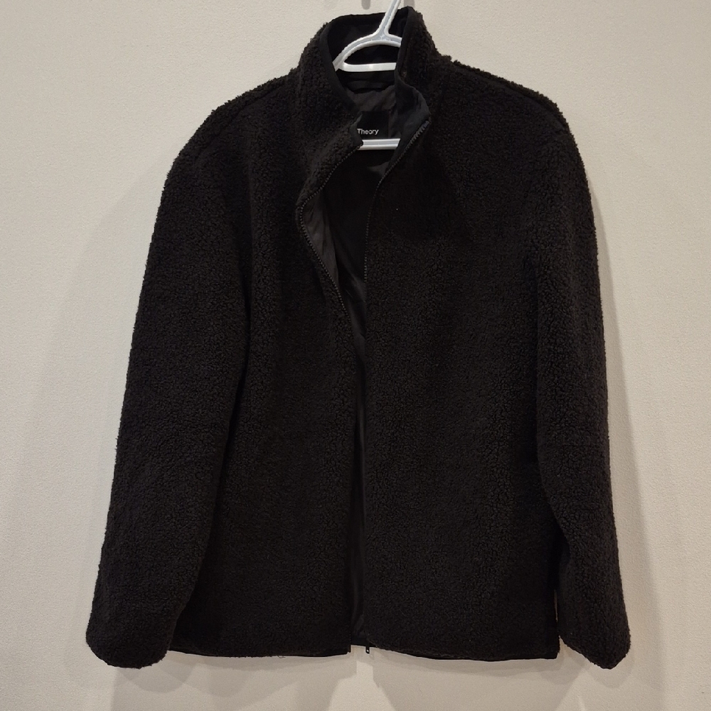 Theory Jacket, Men's  Black Glacial Sherpa fleece, Full Zip Bomber, XL